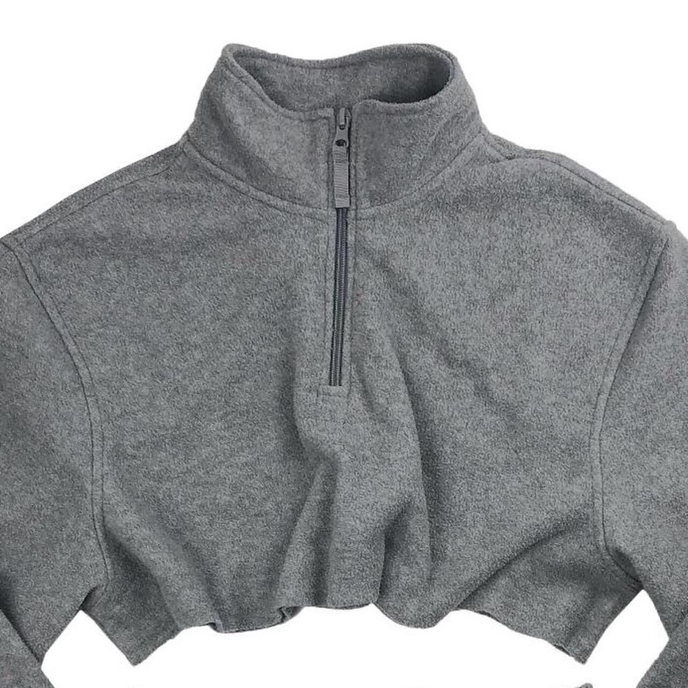 Reworked Vintage Fleece Cropped Sweatshirt Quarter Zip Crop Top